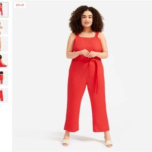 Everlane linen jumpsuit in tomato